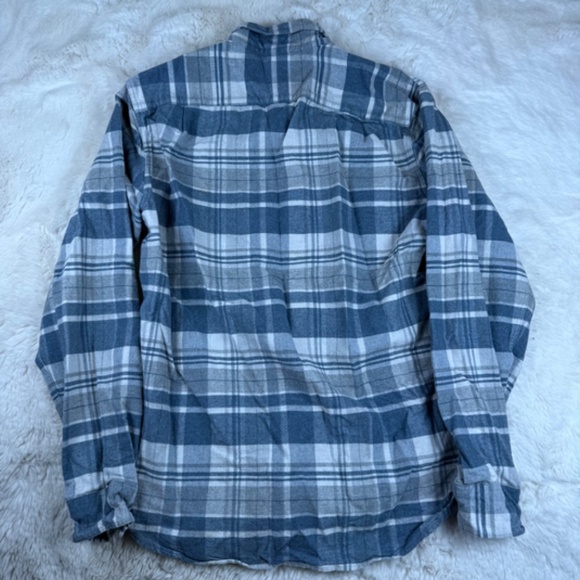 J. Crew Button Down Flannel Shirt Leather Elbow Patches Blue Men's Small - Picture 7 of 9